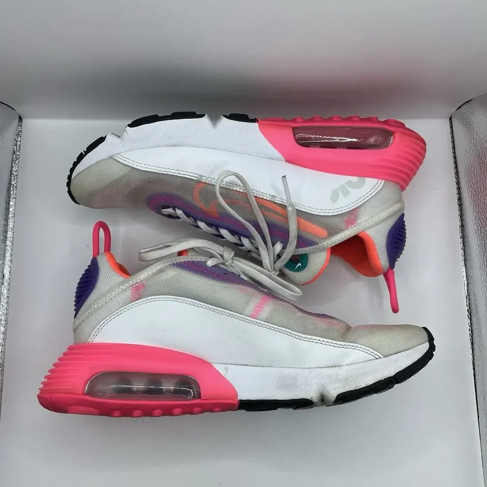 Women's Size 8.5 Nike Air Max 2090 White Hyper Orange Pink CZ1516-100 Sneaker